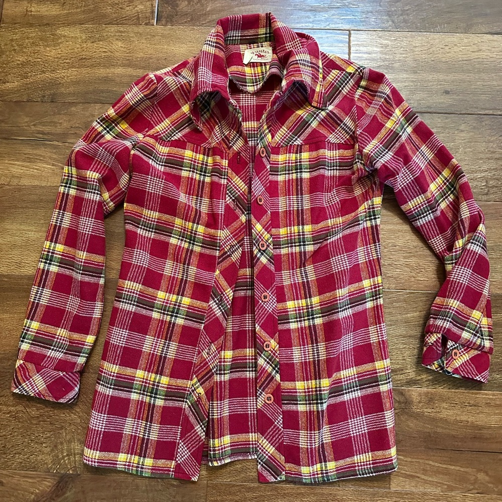 VINTAGE Red Plaid Button-Up Shirt